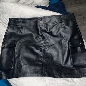Fashion Nova Black Plus Size Pleather Skirt With Pockets Size 2X